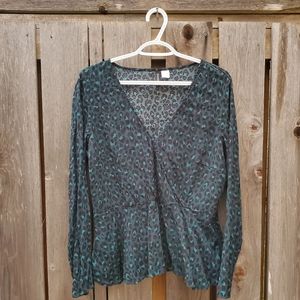 H&M Green Leopard Print Blose, US 14